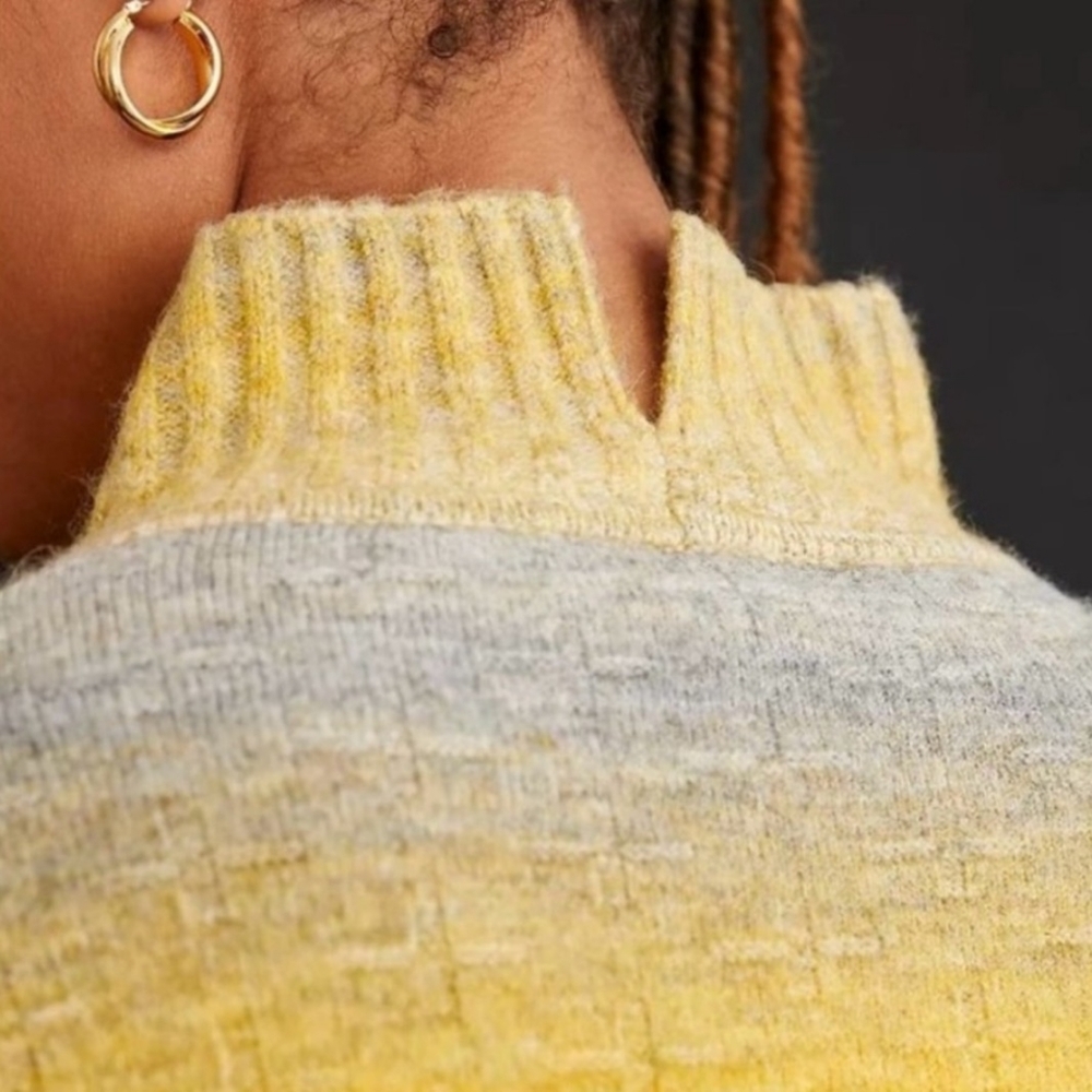 Anthropologie Pilcro Ombre Yellow Striped Cropped Sweater - Picture 11 of 15